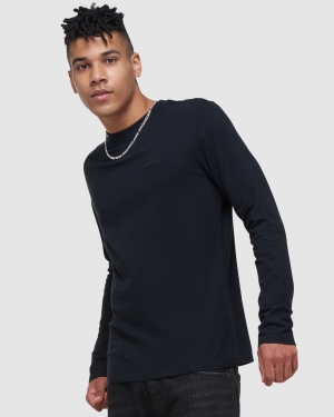 Superdry Academy Dyed Textured Crew Oberteile Blau | KOLTYRQ-35