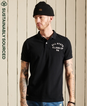 Superdry Code Logo Linear Oversized Polo Shirts Grau | XQFDPGV-82
