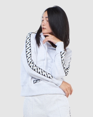 Superdry Code Logo Tape Crop Hoodie Neutrals | OCGBKSN-69