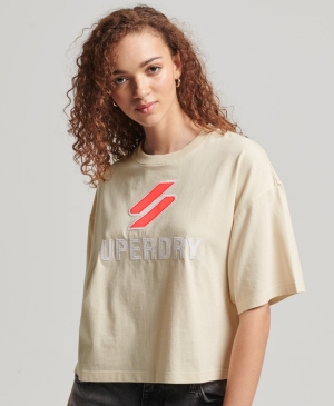 Superdry Code S Logo Stacked Applique Crew T-shirts Braun | AHIPXOJ-30