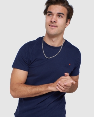 Superdry Core Logo Source Brushed T-shirts Navy | BAERZSN-85