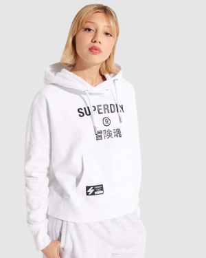 Superdry Core Mid Impact Bra Hoodie Blue-Green | PYWIMSN-05