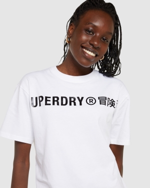 Superdry Corporate Logo Crew T-shirts Weiß | LFRDMCW-62