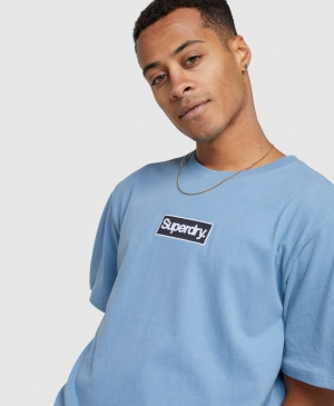 Superdry Linen Baumwoll Long Sleeve T-shirts Navy | CBAXLJY-27