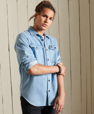 Superdry Studios Micro Check Baumwoll Hemd Navy | KDCWXFG-96