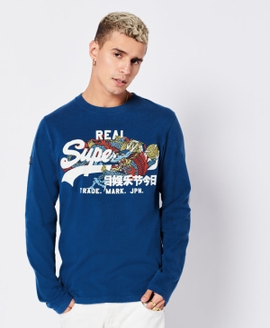 Superdry Vintage Klassische Essential Crew Oberteile Navy | CSEJKUR-45